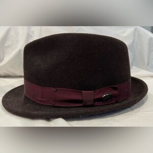 Bailey Of Hollywood Brown Fedora Hat with Red Ribbon